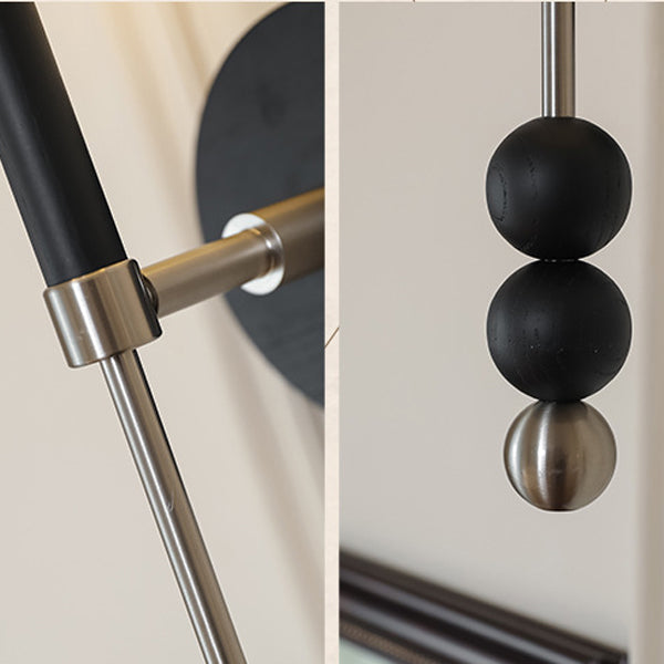 Traditional Vintage Cylinder Orb Beads Alloy Wood Glass Shade 1-Light Wall Sconce Lamp For Living Room