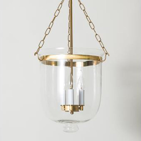 Traditional Vintage Round Cup Shape Glass Shade Candelabra Iron Frame 3-Light Pendant Light For Living Room