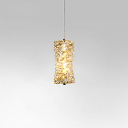 Contemporary Luxury Irregular Rectangular Stainless Steel Crystal LED Pendant Light For Living Room