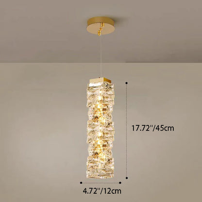 Contemporary Luxury Irregular Rectangular Stainless Steel Crystal LED Pendant Light For Living Room