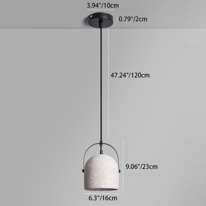 Contemporary Industrial Cylindrical Round Iron Cement Shade 1-Light Pendant Light For Living Room