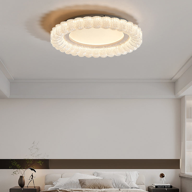 Modern Minimalist Round Lace Hardware Acrylic LED Flush Mount Ceiling Light For Bedroom