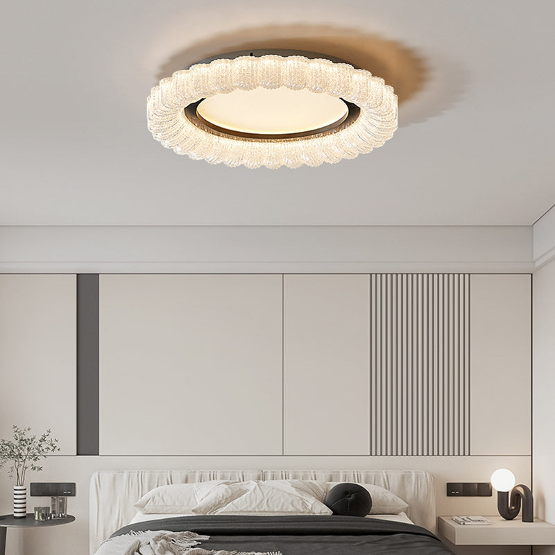 Modern Minimalist Round Lace Hardware Acrylic LED Flush Mount Ceiling Light For Bedroom