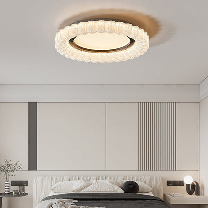 Modern Minimalist Round Lace Hardware Acrylic LED Flush Mount Ceiling Light For Bedroom