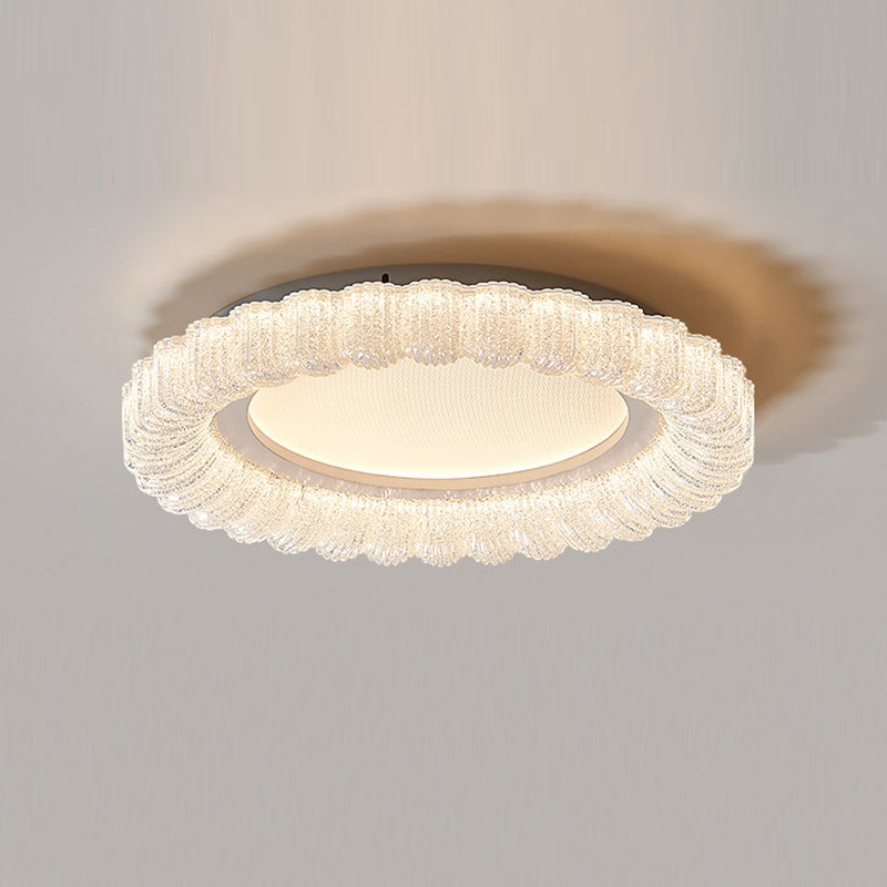 Modern Minimalist Round Lace Hardware Acrylic LED Flush Mount Ceiling Light For Bedroom