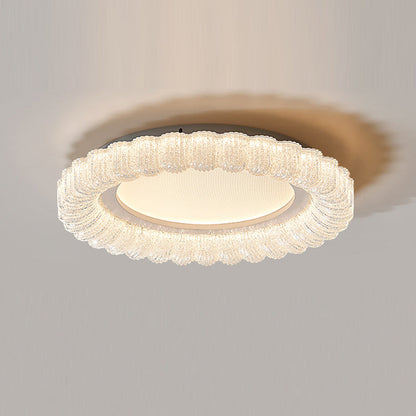Modern Minimalist Round Lace Hardware Acrylic LED Flush Mount Ceiling Light For Bedroom