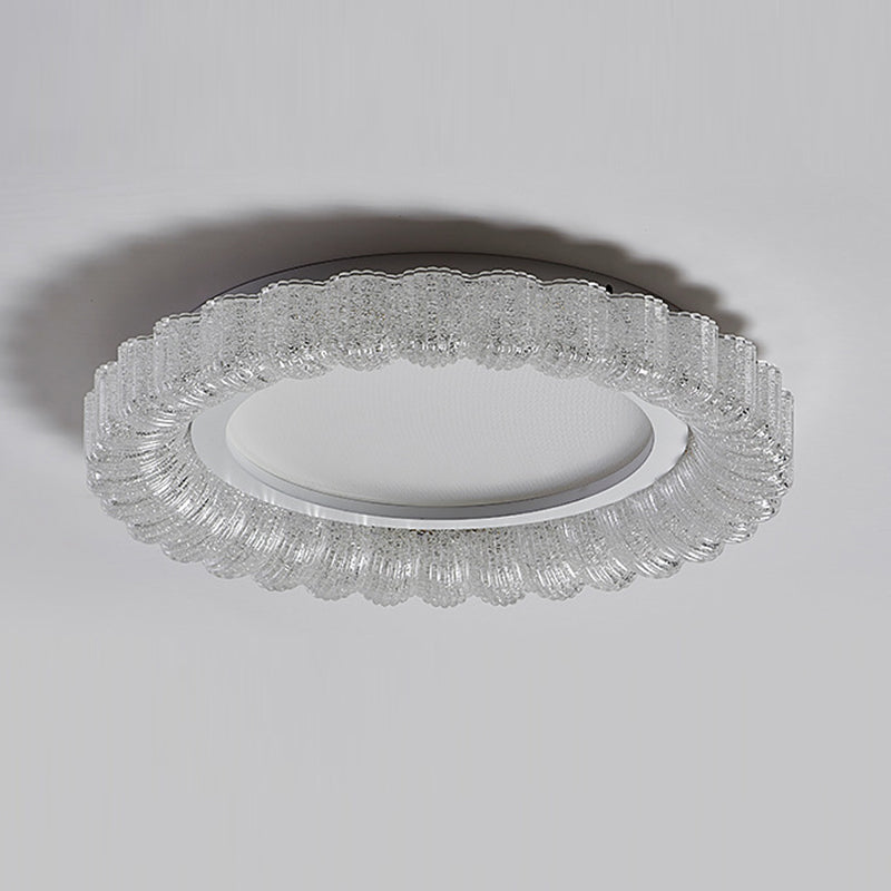 Modern Minimalist Round Lace Hardware Acrylic LED Flush Mount Ceiling Light For Bedroom