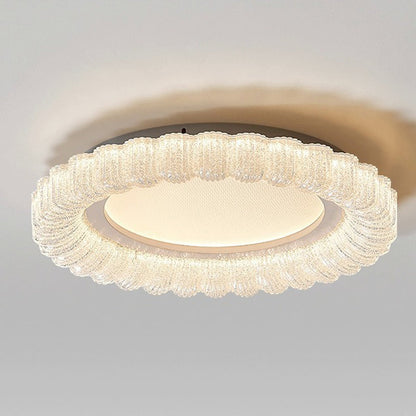 Modern Minimalist Round Lace Hardware Acrylic LED Flush Mount Ceiling Light For Bedroom