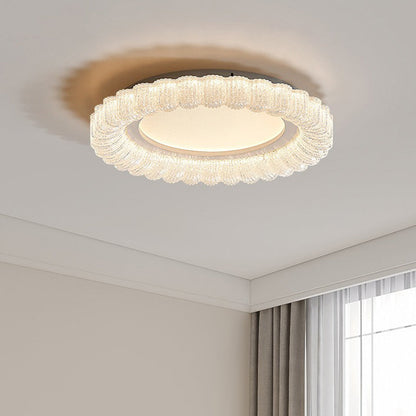 Modern Minimalist Round Lace Hardware Acrylic LED Flush Mount Ceiling Light For Bedroom