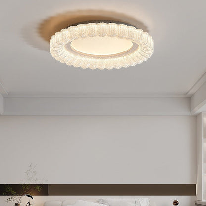 Modern Minimalist Round Lace Hardware Acrylic LED Flush Mount Ceiling Light For Bedroom