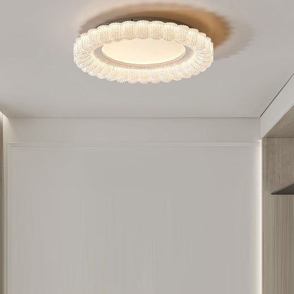 Modern Minimalist Round Lace Hardware Acrylic LED Flush Mount Ceiling Light For Bedroom