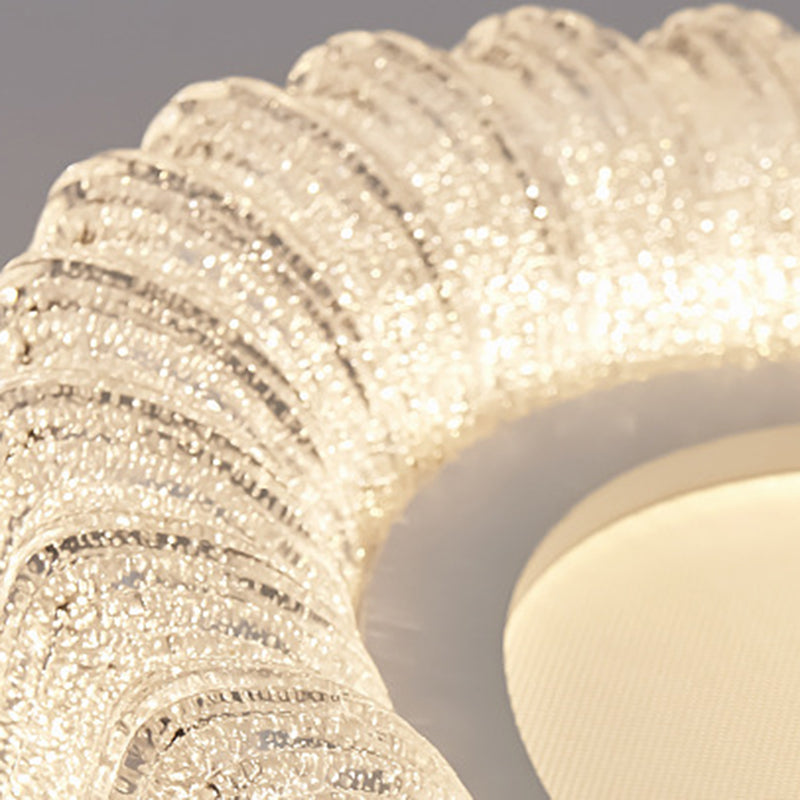 Modern Minimalist Round Lace Hardware Acrylic LED Flush Mount Ceiling Light For Bedroom