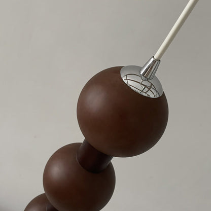 Traditional Vintage Round Bead String Orb Solid Wood Glass 1-Light Pendant Light For Bedroom