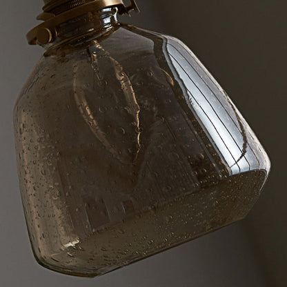 Traditional Vintage Round Cup Shape Bubble Glass Shade Brass 1-Light Pendant Light For Living Room