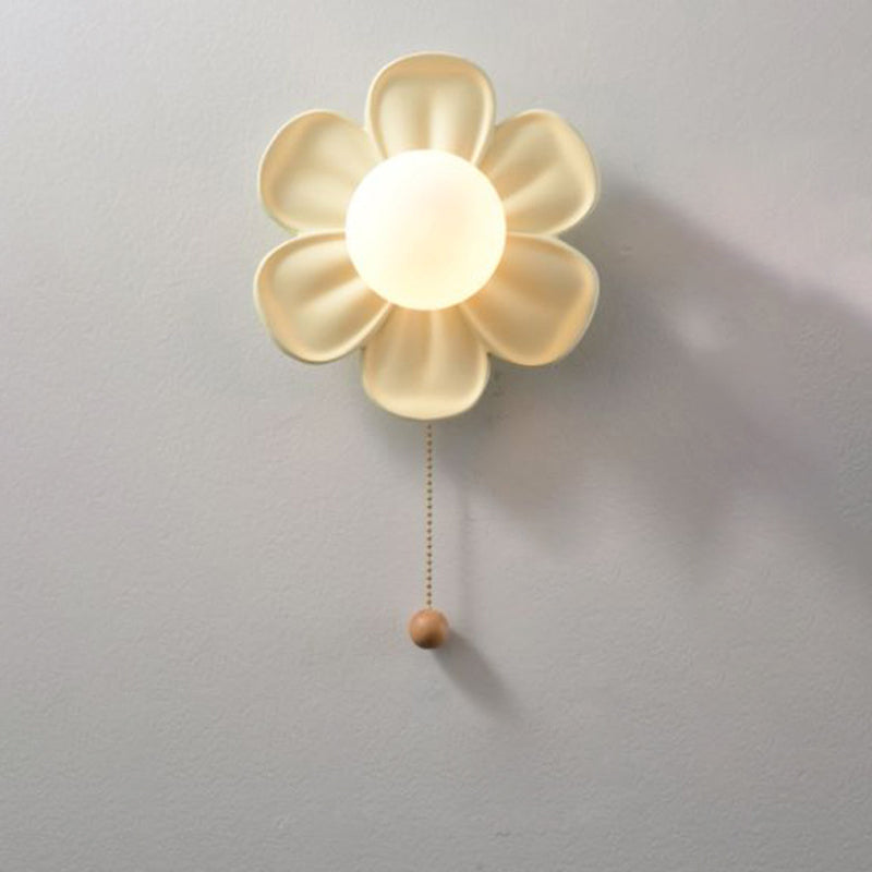 Contemporary Creative Floral Globe Iron PE Shade 1-Light Wall Sconce Lamp For Living Room