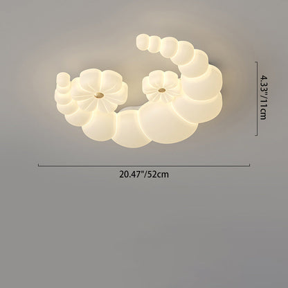 Modern Minimalist Moon Flower Rabbit Iron PE Shade LED Flush Mount Ceiling Light For Bedroom