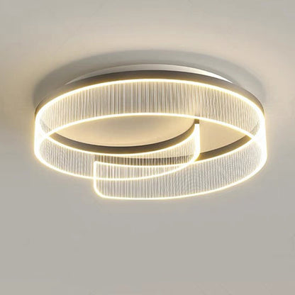 Modern Minimalist Round Hardware Aluminum Stripe Acrylic LED Flush Mount Ceiling Light For Bedroom