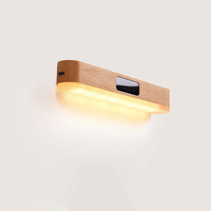 モダンでミニマリストな充電式長方形時計、無垢材、金属、プラスチック、LED壁取り付け用燭台ランプ、寝室用