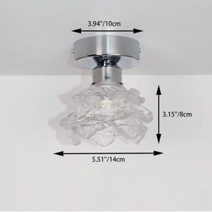 Modern Minimalist Rose Iron Glass Shade 1-Light Semi-Flush Mount Ceiling Light For Living Room