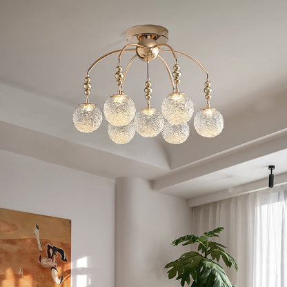 Contemporary Nordic Branch Curved Pole Orb Hardware Glass 4/7 Light Semi-Flush Mount Ceiling Light For Living Room