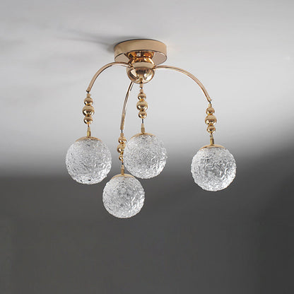 Contemporary Nordic Branch Curved Pole Orb Hardware Glass 4/7 Light Semi-Flush Mount Ceiling Light For Living Room