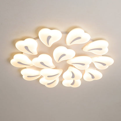 Modern Minimalist Heart Iron Acrylic Shade LED Semi-Flush Mount Ceiling Light For Living Room