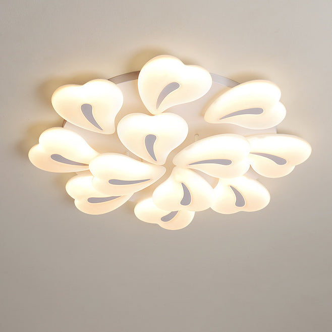 Modern Minimalist Heart Iron Acrylic Shade LED Semi-Flush Mount Ceiling Light For Living Room