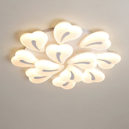 Modern Minimalist Heart Iron Acrylic Shade LED Semi-Flush Mount Ceiling Light For Living Room