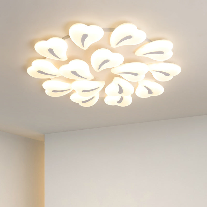 Modern Minimalist Heart Iron Acrylic Shade LED Semi-Flush Mount Ceiling Light For Living Room