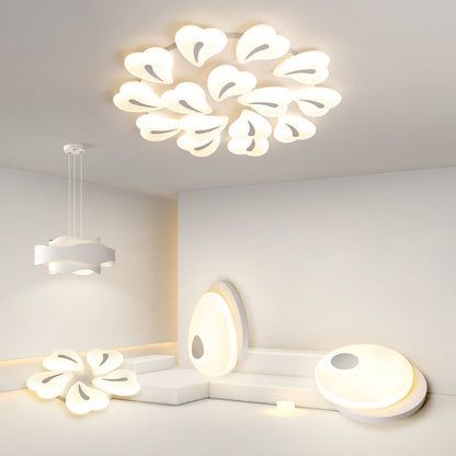 Modern Minimalist Heart Iron Acrylic Shade LED Semi-Flush Mount Ceiling Light For Living Room