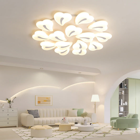 Modern Minimalist Heart Iron Acrylic Shade LED Semi-Flush Mount Ceiling Light For Living Room