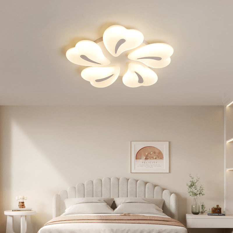 Modern Minimalist Heart Iron Acrylic Shade LED Semi-Flush Mount Ceiling Light For Living Room