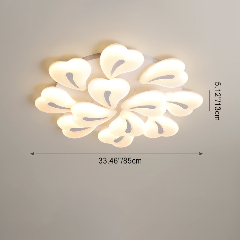 Modern Minimalist Heart Iron Acrylic Shade LED Semi-Flush Mount Ceiling Light For Living Room
