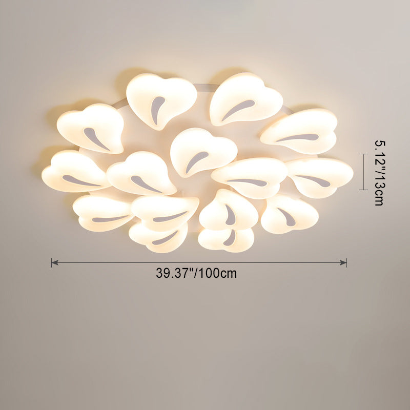 Modern Minimalist Heart Iron Acrylic Shade LED Semi-Flush Mount Ceiling Light For Living Room