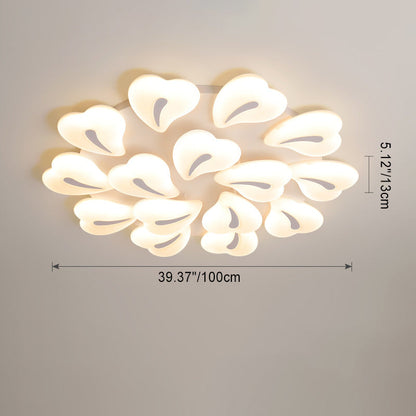Modern Minimalist Heart Iron Acrylic Shade LED Semi-Flush Mount Ceiling Light For Living Room