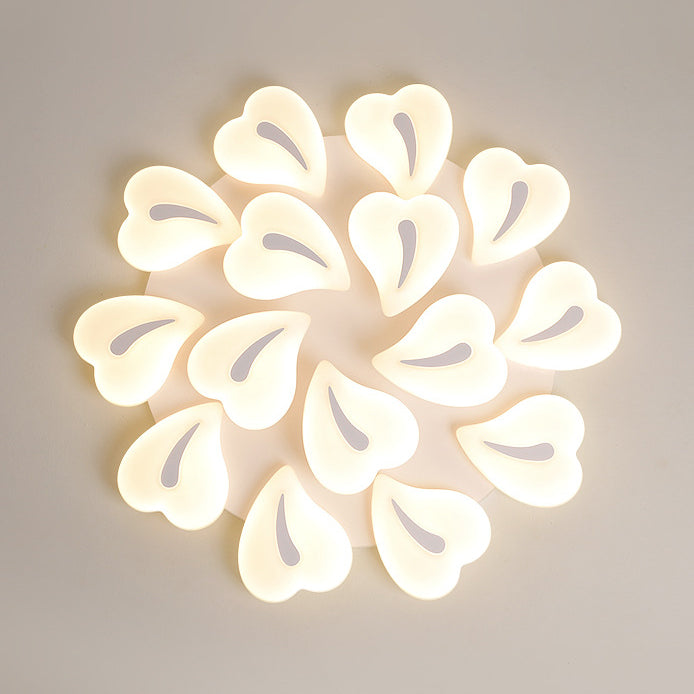 Modern Minimalist Heart Iron Acrylic Shade LED Semi-Flush Mount Ceiling Light For Living Room