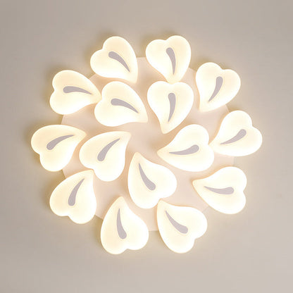 Modern Minimalist Heart Iron Acrylic Shade LED Semi-Flush Mount Ceiling Light For Living Room