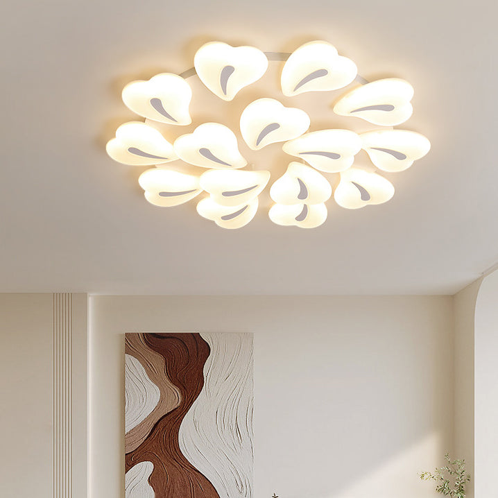 Modern Minimalist Heart Iron Acrylic Shade LED Semi-Flush Mount Ceiling Light For Living Room