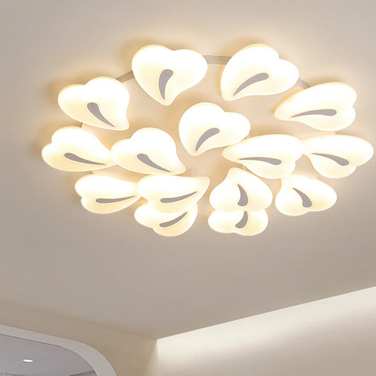 Modern Minimalist Heart Iron Acrylic Shade LED Semi-Flush Mount Ceiling Light For Living Room