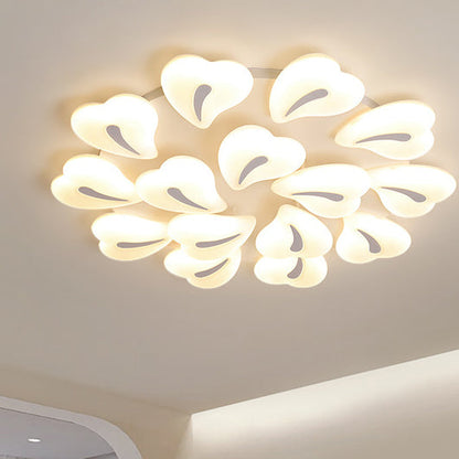 Modern Minimalist Heart Iron Acrylic Shade LED Semi-Flush Mount Ceiling Light For Living Room
