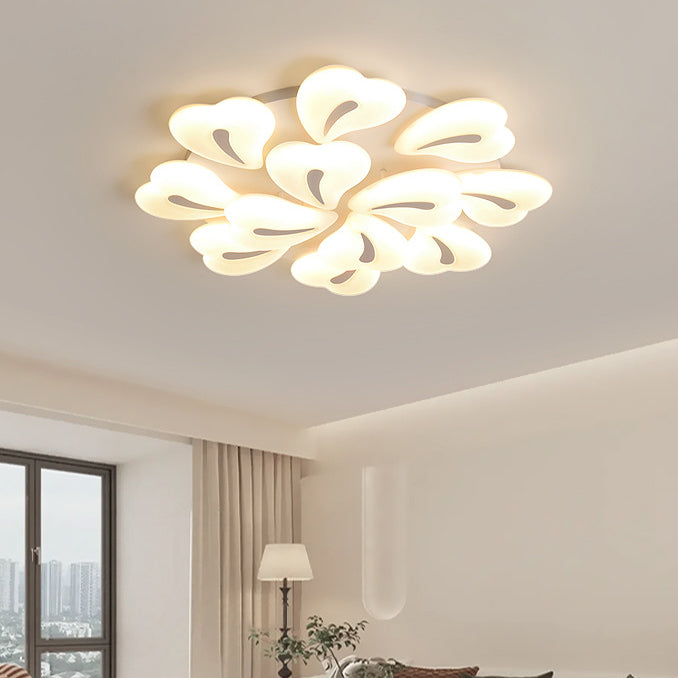 Modern Minimalist Heart Iron Acrylic Shade LED Semi-Flush Mount Ceiling Light For Living Room