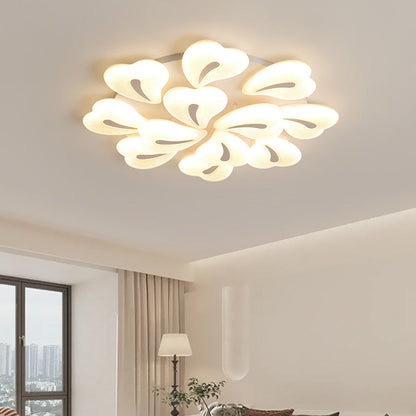 Modern Minimalist Heart Iron Acrylic Shade LED Semi-Flush Mount Ceiling Light For Living Room