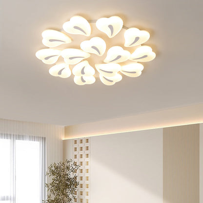 Modern Minimalist Heart Iron Acrylic Shade LED Semi-Flush Mount Ceiling Light For Living Room