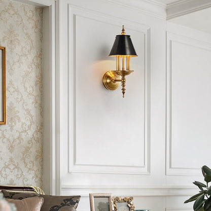 Traditional European Round Candle Holder Full Brass 2-Light Wall Sconce Lamp For Living Room
