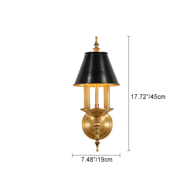 Traditional European Round Candle Holder Full Brass 2-Light Wall Sconce Lamp For Living Room