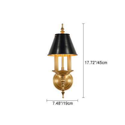 Traditional European Round Candle Holder Full Brass 2-Light Wall Sconce Lamp For Living Room