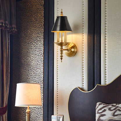 Traditional European Round Candle Holder Full Brass 2-Light Wall Sconce Lamp For Living Room