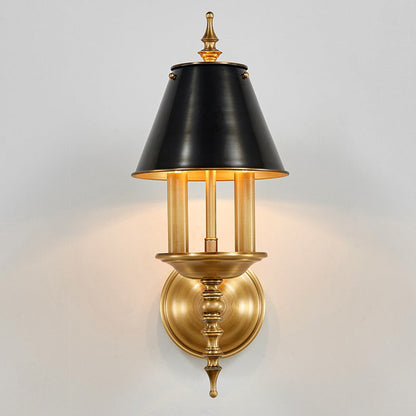 Traditional European Round Candle Holder Full Brass 2-Light Wall Sconce Lamp For Living Room