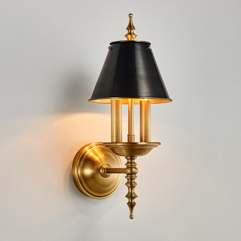 Traditional European Round Candle Holder Full Brass 2-Light Wall Sconce Lamp For Living Room