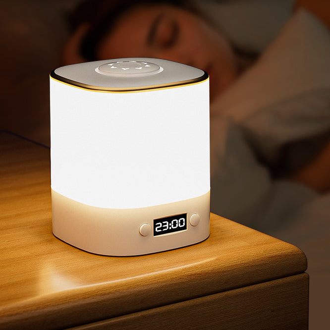Modern Minimalist Rectangular Clock ABS LED Table Lamp For Bedroom